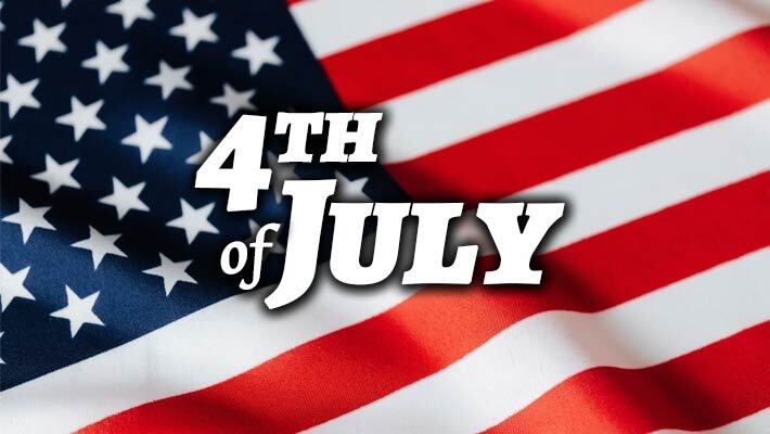 The flag with text, 4th of July.