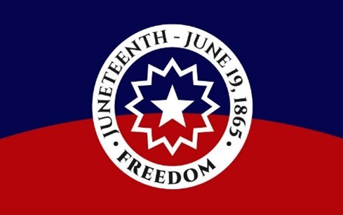 This is a picture of the Juneteenth flag.
