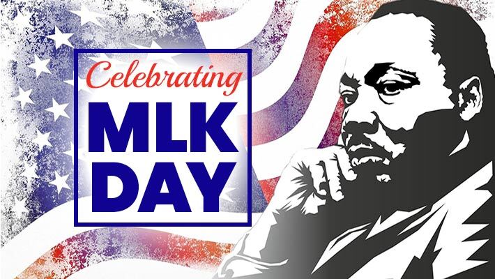 Celebrating MLK Day. A silhouette of Martin Luther King Jr. 